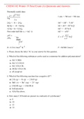 CHEM 102 Winter 19 Final Exam (A) Questions and Answers,100% CORRECT