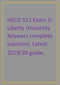 HSCO 511 Exam 3 Liberty University answers complete solutions, Latest 201920 guide