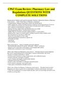 CPhT Exam Review: Pharmacy Law and Regulations QUESTIONS WITH COMPLETE SOLUTIONS