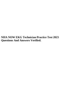 NHA NOW EKG Technician Practice Test 2023 Questions And Answers Verified.