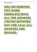 HESI RN NURSING TEST BANK COMPLETE WITH ALL THE ANSWERS &lpar;TESTED BETWEEN OCT-FEB 2023&rpar; ALL ANSWERS ARE REVISED&period;-all sets are Revised 