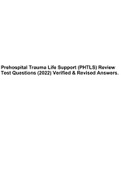 Prehospital Trauma Life Support (PHTLS) Review Test Questions (2022) Verified & Revised Answers.