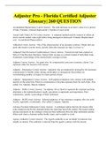 Adjuster Pro - Florida Certified Adjuster Glossary Exam Questions and Answers