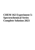 CHEM 162 Experiment 5 | Spectrochemical Series | Complete Solution 2023