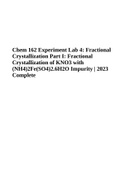 CHEM 162 EXPERIMENT 4: I. Fractional Crystallization Of KNO3 With 2Fe2.6H2O Impurity II. The Solubility Curve Of KNO3