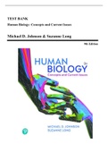 Test Bank - Human Biology: Concepts and Current Issues, 7th, 8th & 9th Edition by Johnson, All Chapters