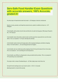 Serv-Safe Food Handler Exam Questions with accurate answers&comma; 100&percnt; Accurate&comma; graded A&plus;