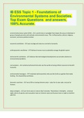 IB ESS Topic 1 - Foundations of Environmental Systems and Societies. Top Exam Questions  and answers, 100% Accurate.