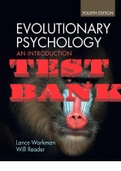 Evolutionary Psychology: An Introduction 4th Edition by Lance Workman and Will Reader. ISBN-10 1108716466, ISBN-13 978-1108716468. All Chapters 1-14 Qs+Answer Key. TEST BANK