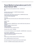Texas Medical Jurisprudence part 2 of 2 Exam Solved 100&percnt;