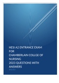 	HESI A2 ENTRANCE EXAM 	FOR 	CHAMBERLAIN COLLGE OF NURSING 	2023 QUESTIONS WITH ANSWERS