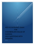 HESI A2 ENTRANCE EXAM                       FOR CHAMBERLAIN COLLGE OF NURSING 2023 QUESTIONS WITH ANSWERS.