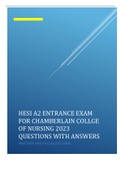 HESI A2 ENTRANCE EXAM FOR CHAMBERLAIN COLLGE OF NURSING 2023 QUESTIONS WITH ANSWERS ANATOMY AND PHYSIOLOGY (A&P)