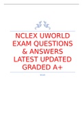 NCLEX UWORLD EXAM QUESTIONS & ANSWERS LATEST UPDATED GRADED A+