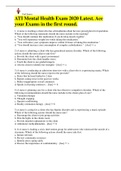 SOLVED-ELABORATED-ATI Mental Health Exam 2020 Latest&period; Ace your Exams in the first round