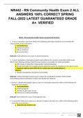 NR442 - RN Community Health Exam 2 ALL ANSWERS 100&percnt; CORRECT SPRING FALL-2022 LATEST GUARANTEED GRADE A&plus;&period; VERIFIED