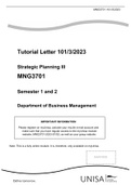 Tutorial Letter 101/3/2023 Strategic Planning III MNG3701 Semester 1 and 2 Department of Business Management