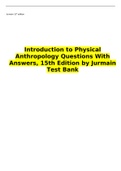 Introduction to Physical Anthropology Questions With Answers, 15th Edition by Jurmain Test Bank