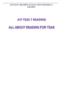 ATI TEAS 7 READING ACTUAL TEST 2023-2024 A+ GRADED