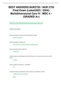BEST ANSWERS NUR2755 / NUR 2755 Final Exam (Latest2023 / 2024): Multidimensional Care IV / MDC 4 – (GRADED A+) NUR 2755 Multidimensional Care IV