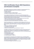 CEC Certification Exam 2023 Questions and Answers Complete