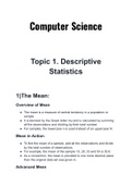 Summary Descriptive Statistics 