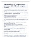 Alabama Fire Exam Block 4 Hazmat Awareness Quiz 2023 with complete solution