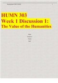 HUMN 303 Week 1 Discussion 1&colon; The Value of the Humanities