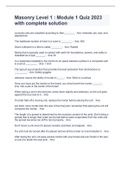 Masonry Level 1 &colon; Module 1 Quiz 2023 with complete solution
