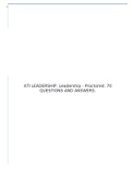 ATI LEADERSHIP. Leadership - Proctored. 70 QUESTIONS AND ANSWERS.