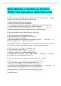 MetroBrokers Final Exam Practice 2020 &vert;185 Questions With Solutions