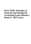 WGU D196- Principles of Financial and Managerial Accounting Exam Solutions | Rated A+ 2023 Latest