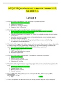 ACQ 120 Questions and Answers Lesson 1-15| GRADED A
