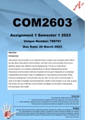 COM2603 Assignment 1 Semester 1 2023 (788791)