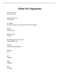 Chem 161 Equations 100&percnt; Correct 