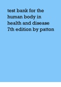 Test Bank for The Human Body in Health and Disease 7th Edition by Patton.