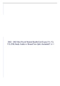 2022 - 2023 Hesi Psych Mental Health Exit Exam (V1, V2, V3) (TB) Study Guide w/ Brand New Q&A Included!! A++