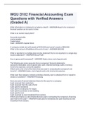 WGU D102 Financial Accounting Exam Questions with Verified Answers (Graded A)
