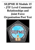SEJPME II Module 15 - JTF Level Command Relationships and Joint Force Organization Post Test