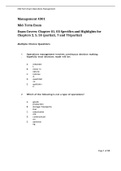 Management 4301 Mid-Term Exam Exam Covers: Chapter 01, 03 Specifics and Highlights for Chapters 2, 5, 5S (partial), 7 and 7S(partial)  Multiple Choice Questions