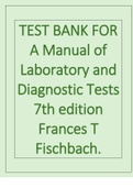 TEST BANK FOR A Manual of Laboratory and Diagnostic Tests 7th edition Frances T Fischbach.