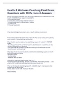  Health & Wellness Coaching Final Exam Questions with 100% correct Answers