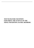TEST BANK FOR COGNITION EXPLORING THE SCIENCE OF THE MIND, 5TH EDITION, DANIEL REISBERG