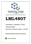 LML4807 Assignment 1 Semester 1 2023