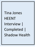 Tina Jones HEENT Interview Completed Shadow Health.