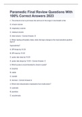 Paramedic Final Review Questions With 100% Correct Answers 2023