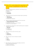 Nursing AA1 exam preparation questions with answers best compilations to cater for A&plus; results