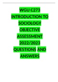WGU C273 INTRODUCTION TO SOCIOLOGY OBJECTIVE ASSESSMENT 2022/2023 (COMPLETE QUESTIONS AND ANSWERS)/GRADED A+