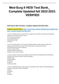 Med-Surg II HESI Test Bank&lowbar; Complete Updated fall 2022-2023&period; VERIFIED