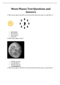 Moon Phases Test Questions and Answers